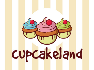 Cupcake Land Logo bakeries bakery brand cafe cake candy catering children chocolate cupcake delivery dessert food identity illustrative logo kids logo logo design logo template logotype muffins restaurant shop store sweets