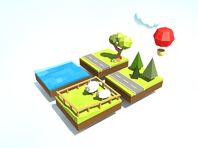 3D Poly-land 3d c4d design illustration land low poly poly