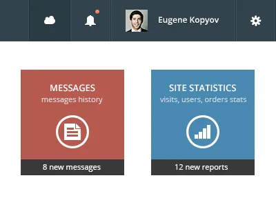 Backend panel header admin control light menu navigation panel ui