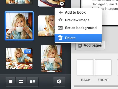 Picture library dark theme app dark delete library listview menu pictures settings tray