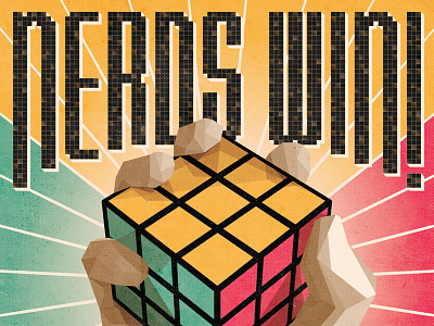 ‘Nerds Win!’ Maxim Magazine Illustrations 8 bit dan kuhlken dkng editorial hand illustration magazine maxim nathan goldman pixels rubiks cube vector