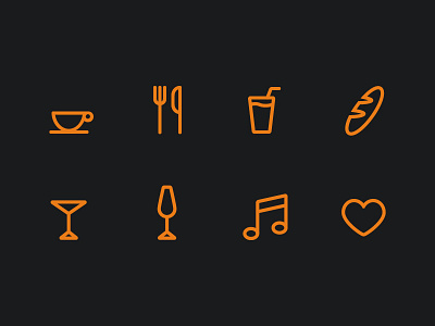 Lounge icons dark drinks glyph icons line lounge love roundness yellow