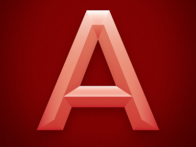 The Letter A a block gradient letter pink red shadow type