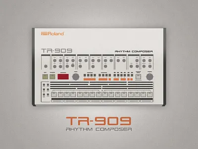 Roland TR-909 drum machine music musical instrument vector vintage