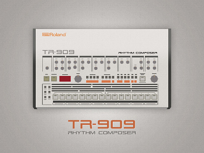 Roland TR-909 drum machine music musical instrument vector vintage