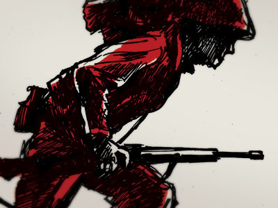 Soldier handdrawn ink sketch soldier texture