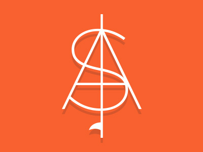 S+A Surf Logo a cross lines logo monogram orange s surf surfboard type