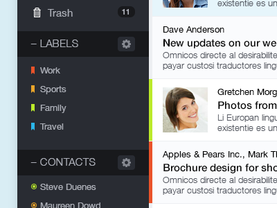 Mail App – Labels app application black e mail email icon icons interface list metro metro design profile red settings ui webdesign