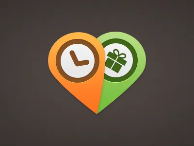 Location deals deals gift green icon orange timely