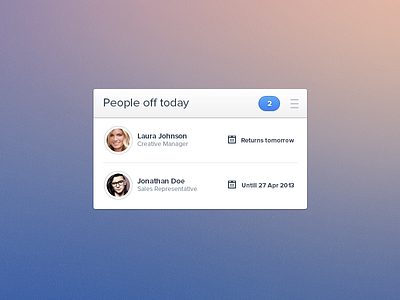People Off Widget app application clean hr human resources people resources small ui user interface ux web app widget