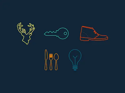 Alphabet Glyphs color dark glyphs icons navy simple