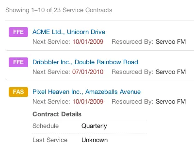 Service Contracts work in progress