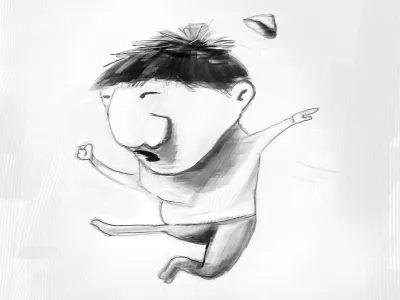 Mr. Miyagi Jr. angry chinese black and white scribble