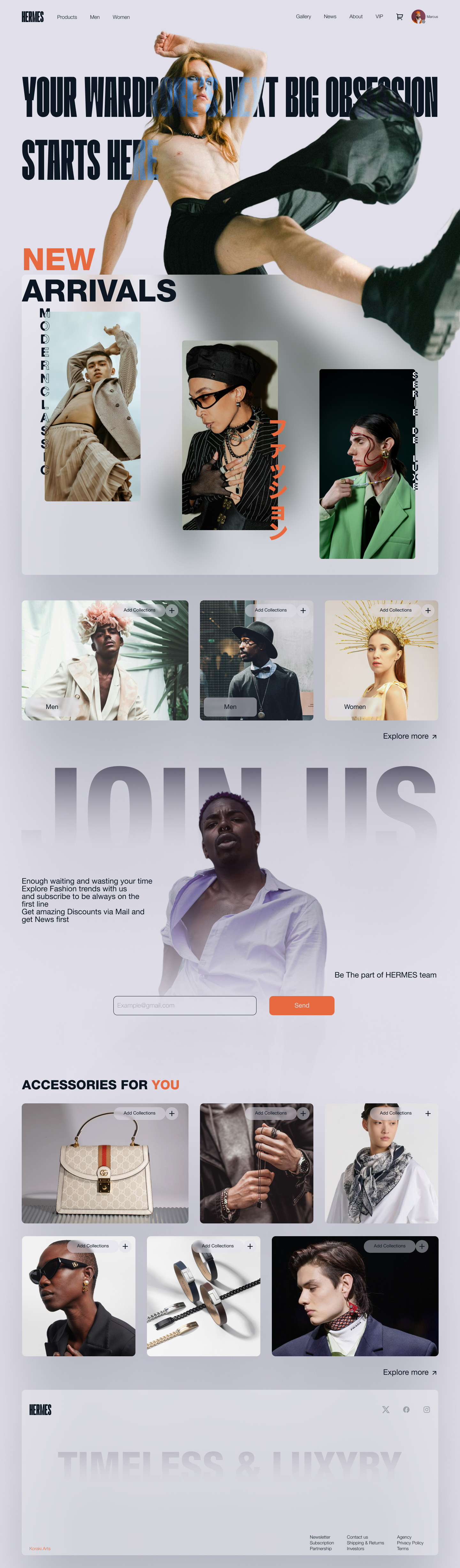 HERMES fashion graphic design page style ui unique ux web web design