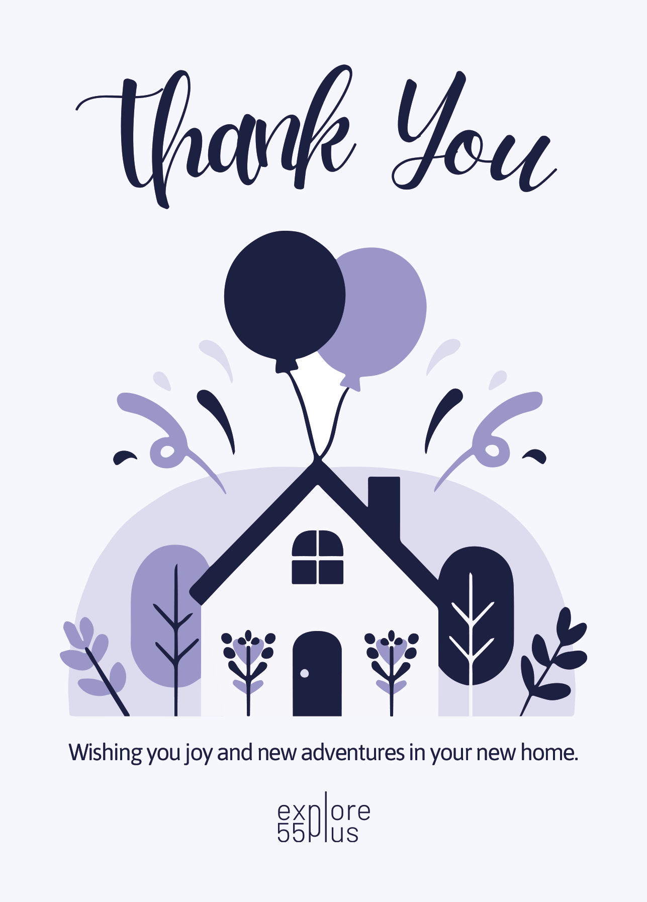 Explore55Plus Thank You Card card community design graphic design homeowner illustration print printdesign thankyoucard