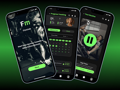 Fitminds – A Dark-Themed Fitness & Workout App UI activitytracker appdesign creativedesign dailyui darkmodeui dashboarddesign designinspiration fitnessapp gymapp healthapp minimaldesign mobileapp mobileui modernui neumorphism productdesign uiux uxdesign wellnessdesign workoutapp