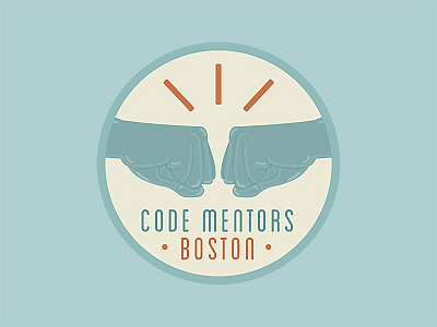 Code Mentors Boston - Logo blue boston fist bump logo retro