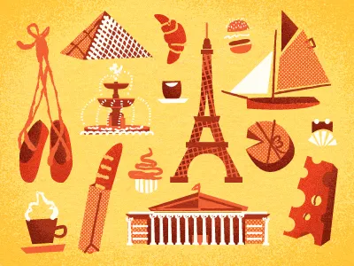 Paris! boats n stuff cheese illustration ketchup and mustard paris red yellow