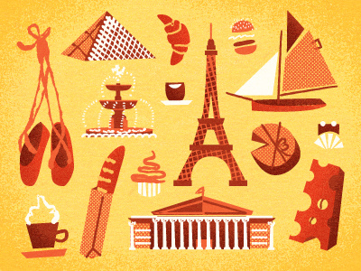 Paris! boats n stuff cheese illustration ketchup and mustard paris red yellow