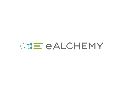 eALCHEMY alchemy bar bargraph blue brand branding clean consulting custom data dots e graph green identity lettering logo minimal money pixels sans tech transform transformaton type visualization