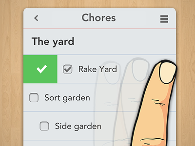 Listacular UI app checkmark gesture list todo