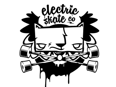 Electric Skate Co. Final acrylic apparel cartoon cats drips fun icon illustration jetpacks and rollerskates painting rollerderby skateboard sketch street art toronto tshirt