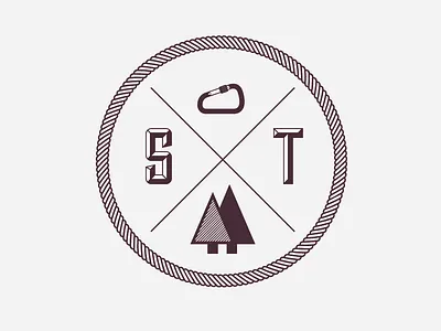 ST adventure beautiful branding carabiner circle course design flat graphic gray grey high wire illustration logo mark minimal plain rope sharp simple trees woods x