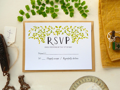 Fern RSVP class fern green handmade rsvp simple stationery wedding