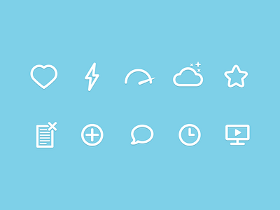 Icons blue glyphs icons set white