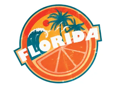 Florida Sticker beach blue design florida orange product sticker texture vector