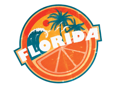 Florida Sticker beach blue design florida orange product sticker texture vector