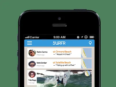 Surfr app debut feed flat icon ios location map mobile navigation photo retina surf ui