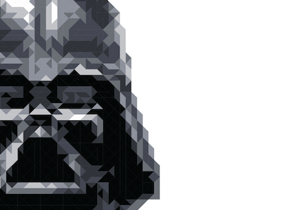 The Force black and white darth geometric graphic grid pixelated squares star wars triangles vader