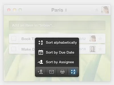 Wunderlist Action Bar actionbar dropdown transparent wunderlist
