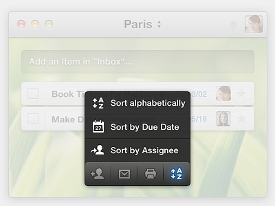 Wunderlist Action Bar actionbar dropdown transparent wunderlist