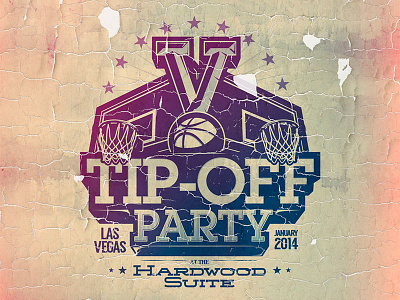 Tip-Off V aged basketball logo logotype party sports vectors vegas vintage