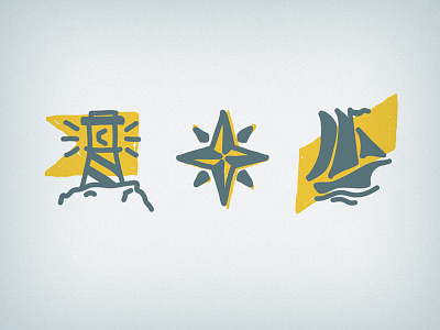 25413 hand drawn icons light house nautical sail boat star