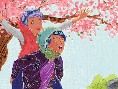 Un Rights Of The Child poster 31 blossoms boy cherry tree first nations girl grunge illustration illustrator kids nature photoshop piggy back poster retro vector rights of the child rocks un vintage