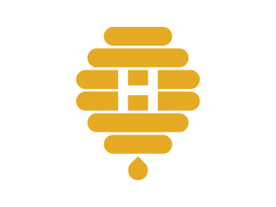 Hiven Honey apiary bee black gold h honey logo vector