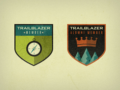 Badge Set alumni badge compass crown map mountains paid to exist texture trailblazer