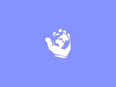 A different perpective blue contemplation earth external hand logo mark space symbol view