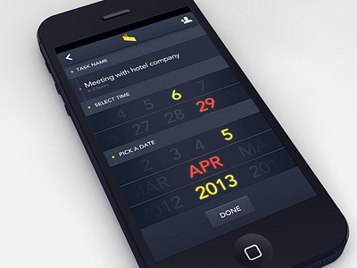 Add a task add app calendar dark date delete ios iphone list mark picker reminder slide task time timeline ui