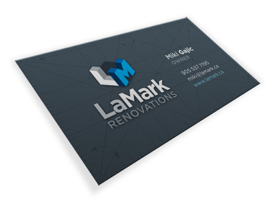 La Mark Renovations Business Card brand business card logo symbol