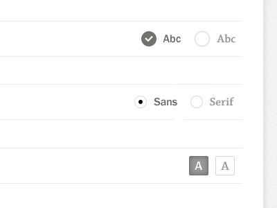 Font switch black white buttons interface magazine radio buttons readability reading sans serif switch typography ui ux web webdesign