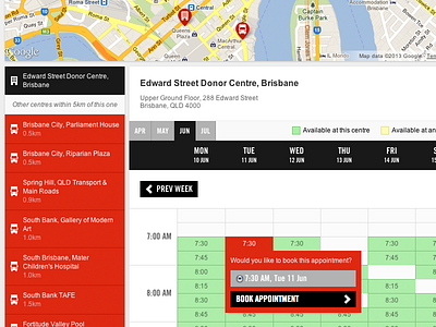 Appointment process redesign booking form map timetable ui