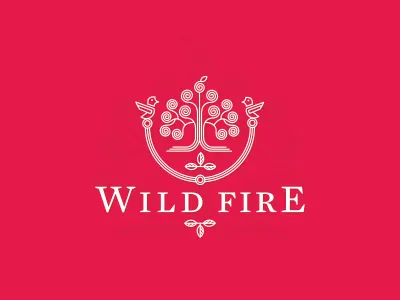 Wild Fire Logo Design agency alex tass brand branding branding agency cider creative custom custom made dalius stuoka deividas bielskis design emblem energy fire icon identity label lineart logo logo design logo designer logotype mark ornament red studio utopia wild wine