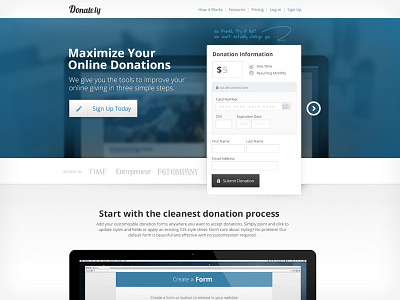 Donate.ly app clean donately donation platform form light modern simple