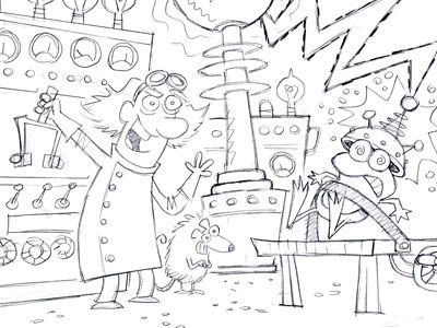 Scientist frankenstein frog humor lab science