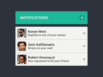 Notifications animation clean dark flat gif interface notifications simple ui ux widget