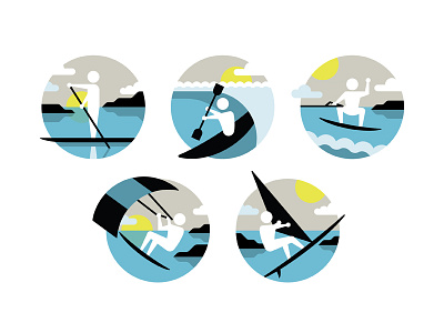 Mystery Project 34 circle dan kuhlken dkng icon kayaking kitesurfing nathan goldman ocean paddleboarding sports summer vector wakeboarding water windsurfing